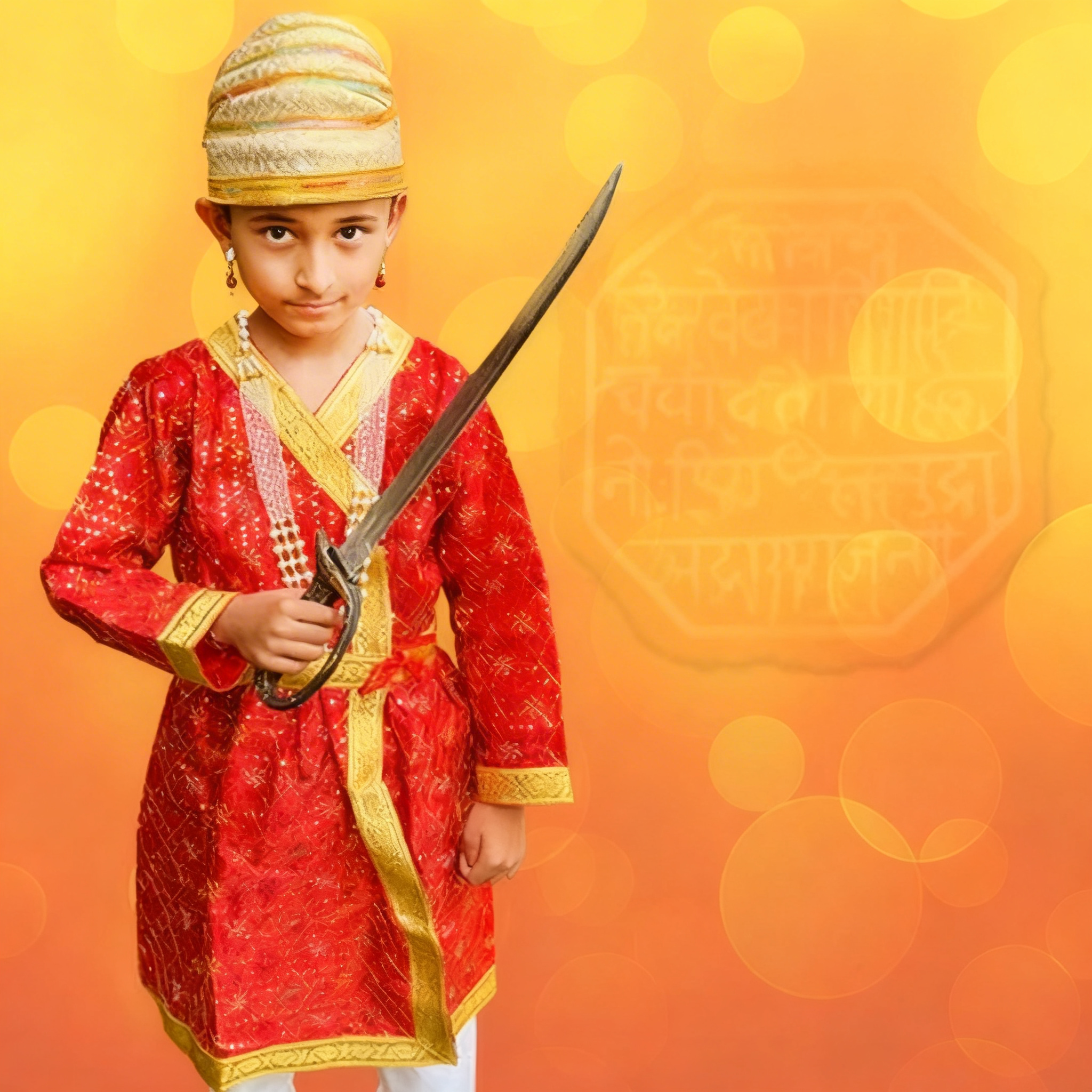 Embroidery Red Angrakha with White pajama - (God/Raja/Akbar/Shivaji/Marathi/Others)