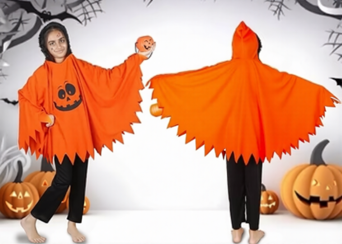 Orange Ponchu Ghost dress for Halloween