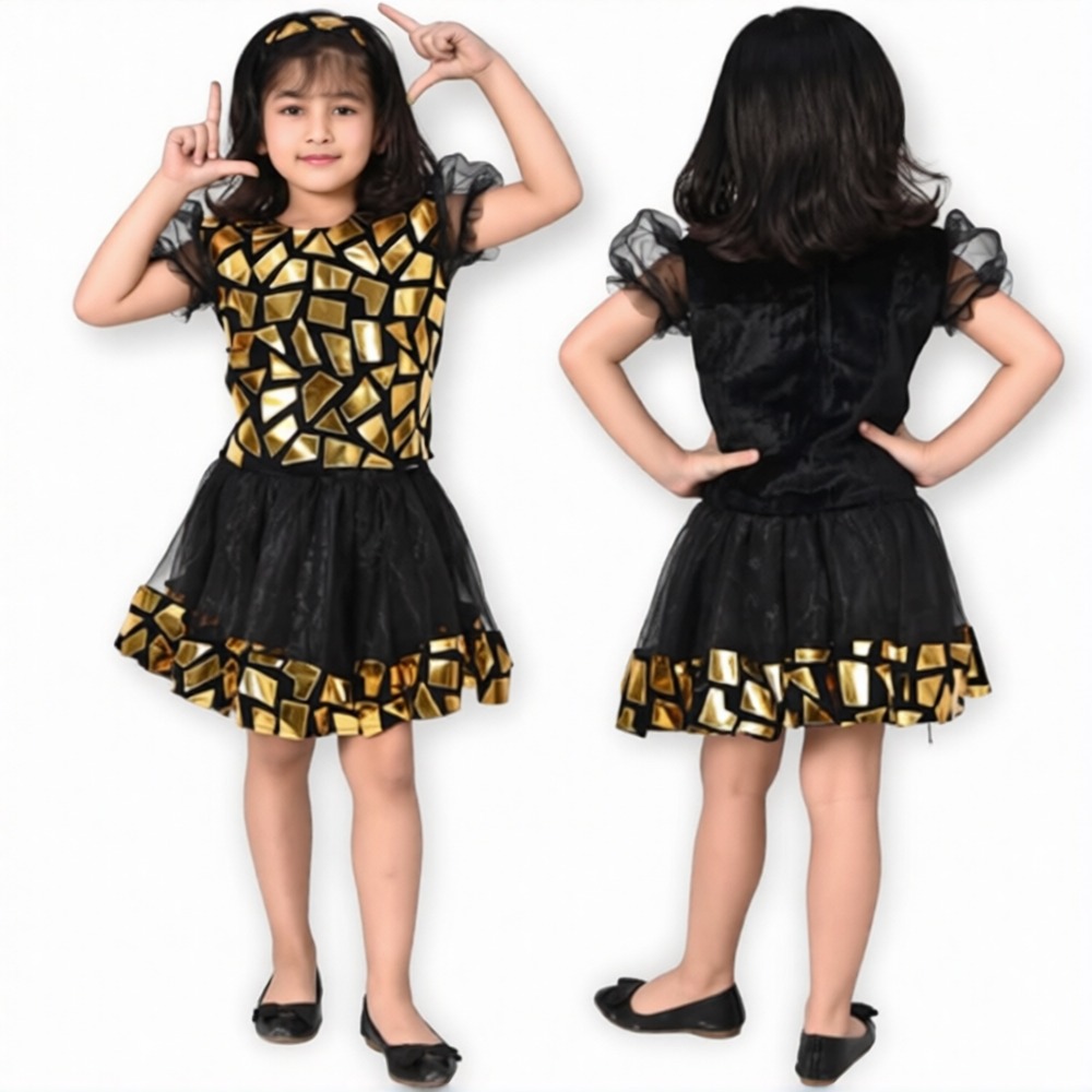 Golden Mirror Mosaic Dance Costume For Girls