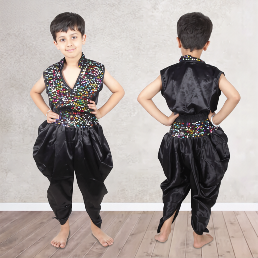 Black Silk Multi Sequence Top and Harem Boy Western Dress