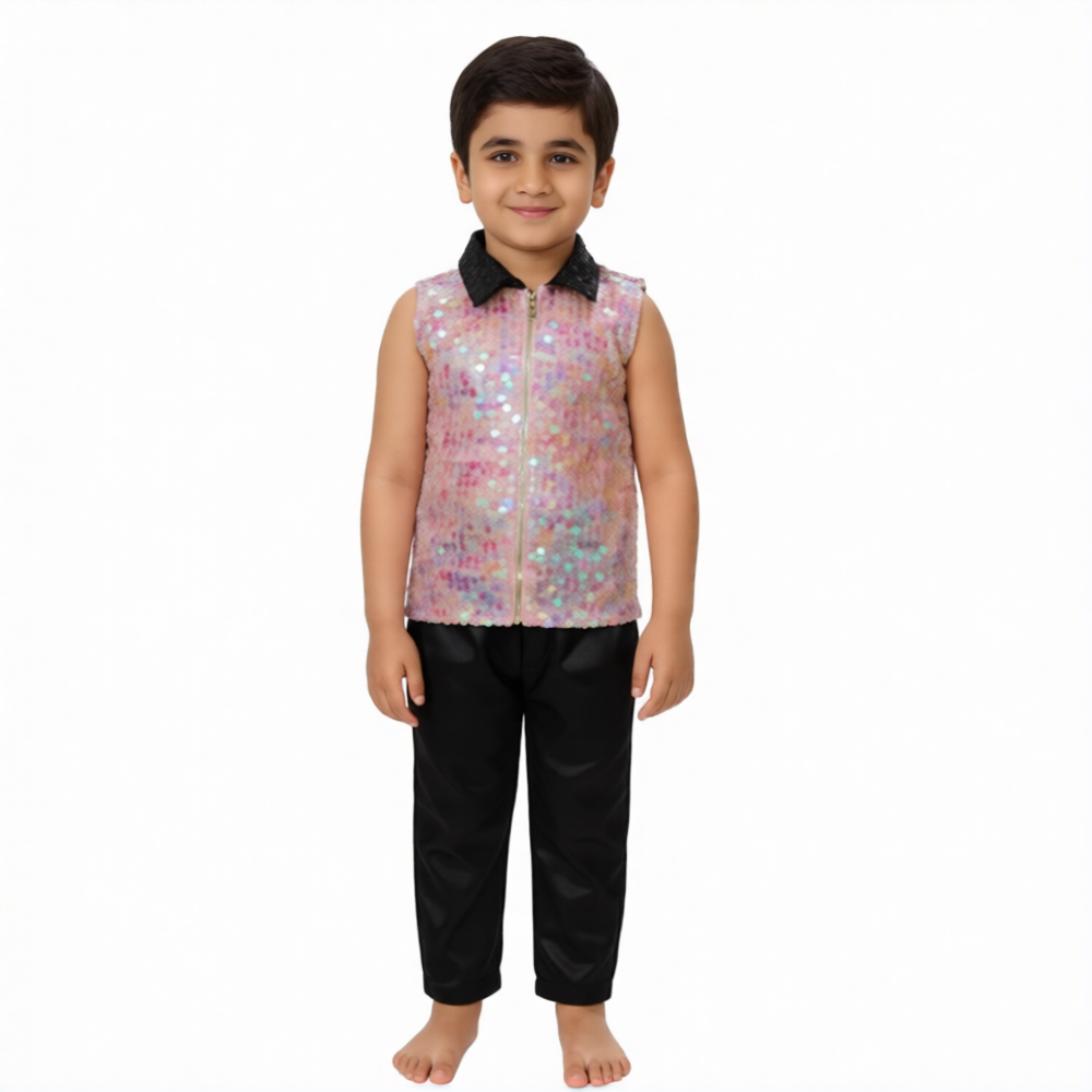 Rainbow Latkan Shirt And Black Pant For Boys