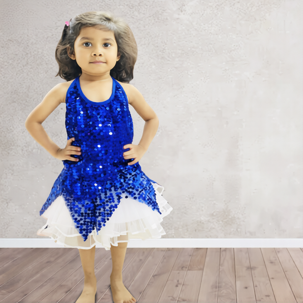 Blue Top and White Skirt Set for Girl