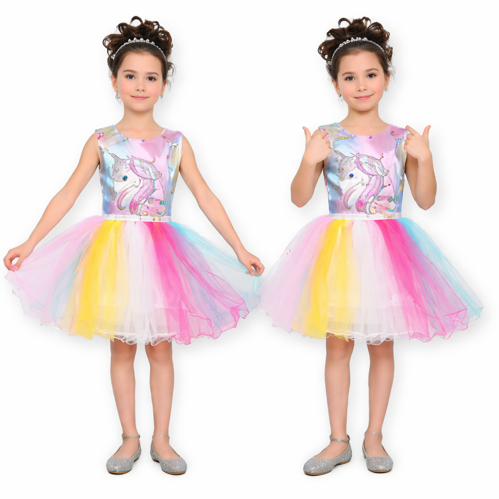 Unicorn Multicolor Frock - Sleeves Inside
