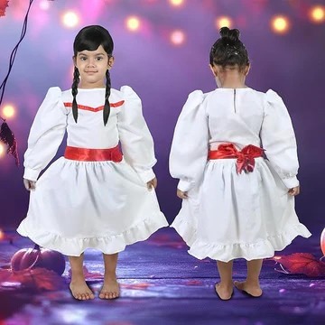 White Halloween Theme Frock for Girls