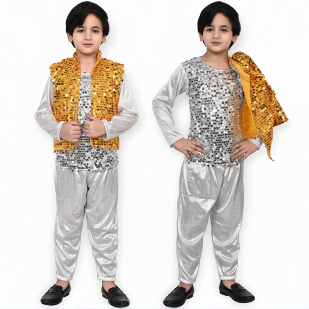 Yellow Jacket, Silver T Shirt and Pant Western Set